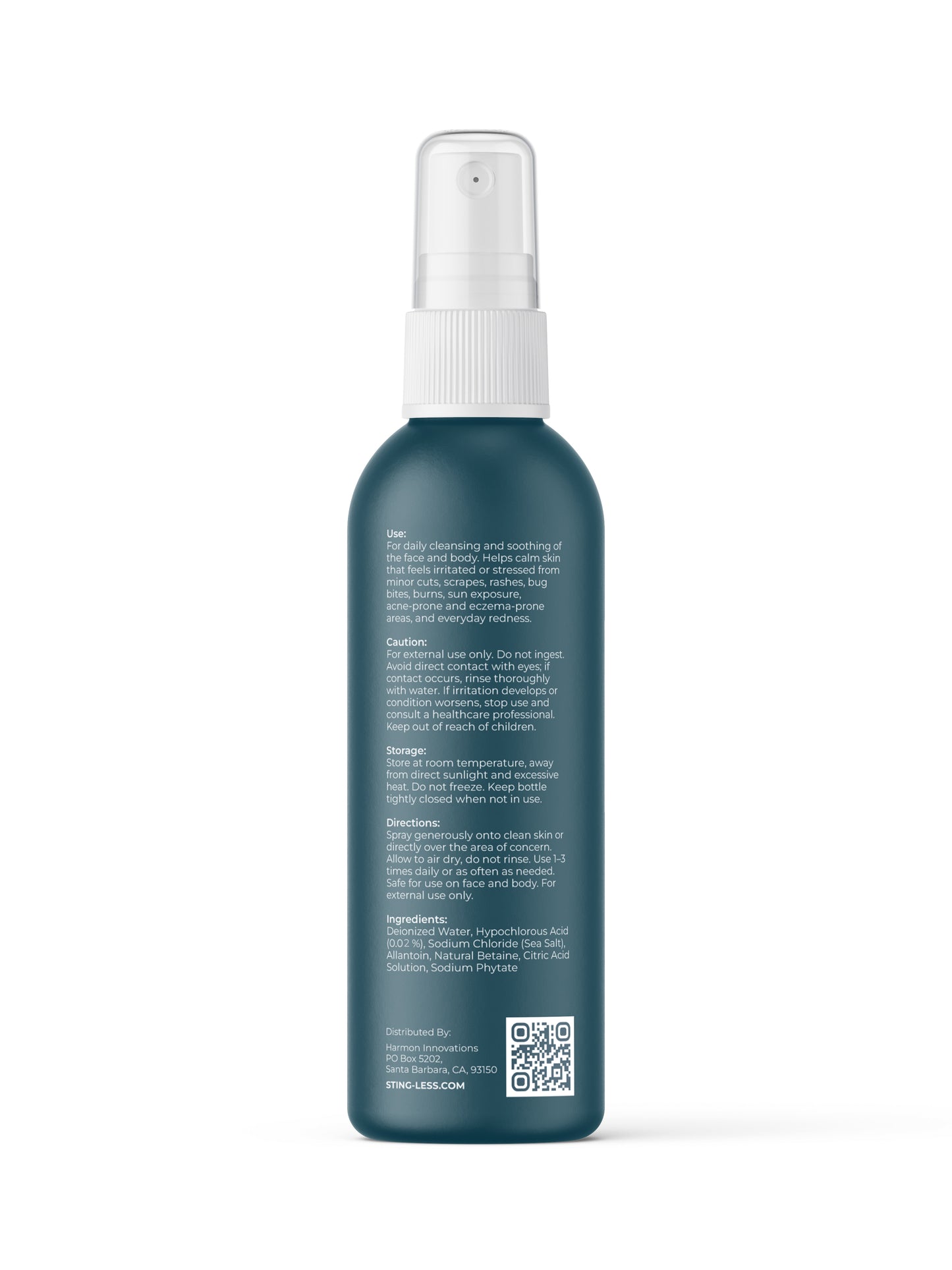 Side view of Sting-Less hypochlorous acid mist spray bottle