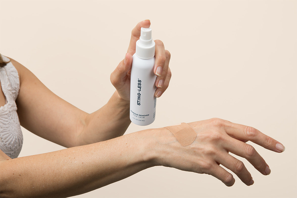 Removing adhesive and permanent marker ink from skin painlessly with Sting-Less remover