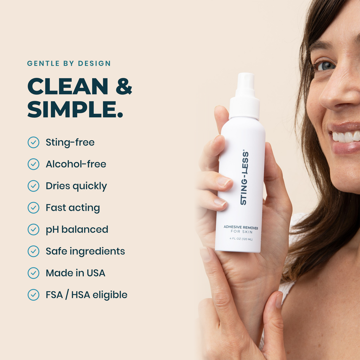 Sting-Less Adhesive Remover for Skin