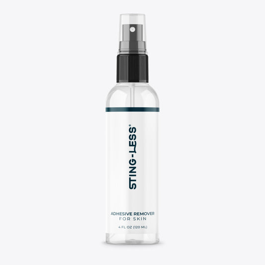 Clear spray bottle labeled 'Sting-Less' on a white background