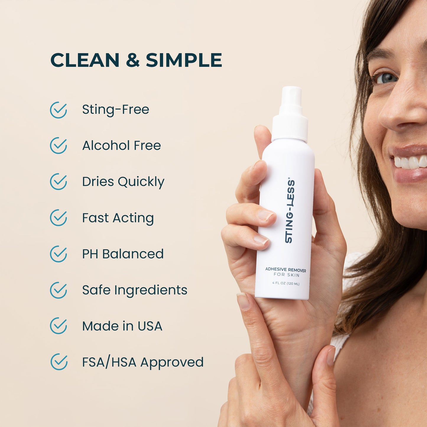 Sting-Less Adhesive Remover for Skin