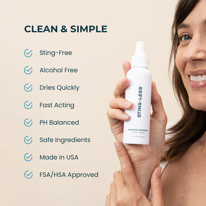 Sting-Less Adhesive Remover for Skin