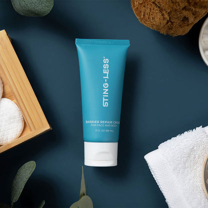 Barrier repair cream texture swatch on fingertip