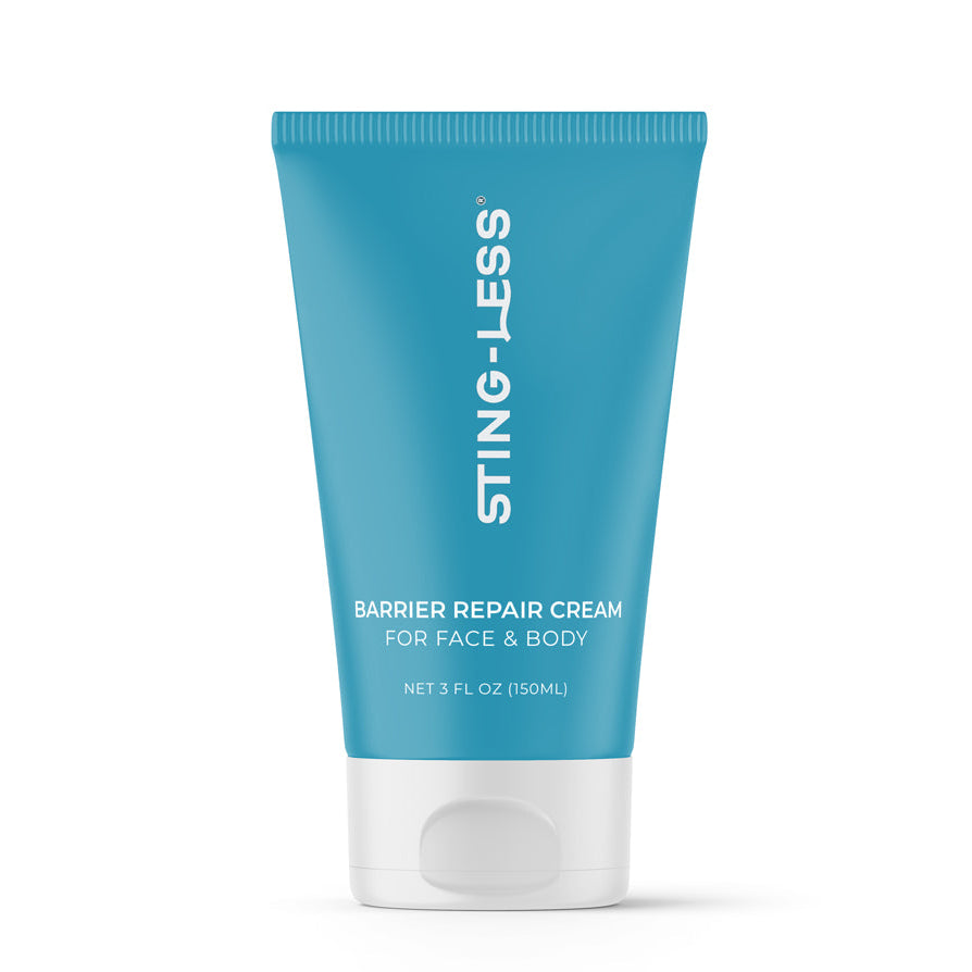 Sting-Less face cream product mockup on white background