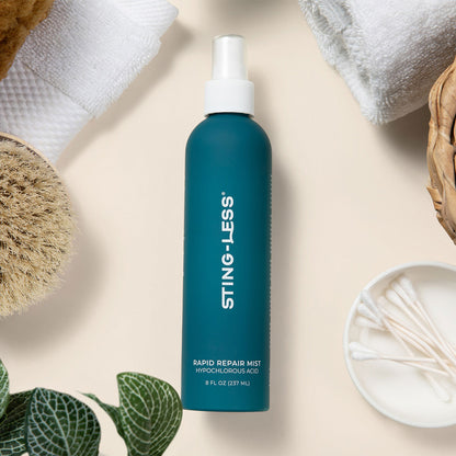 Sting-Less HOCl spray for skin packaging back label