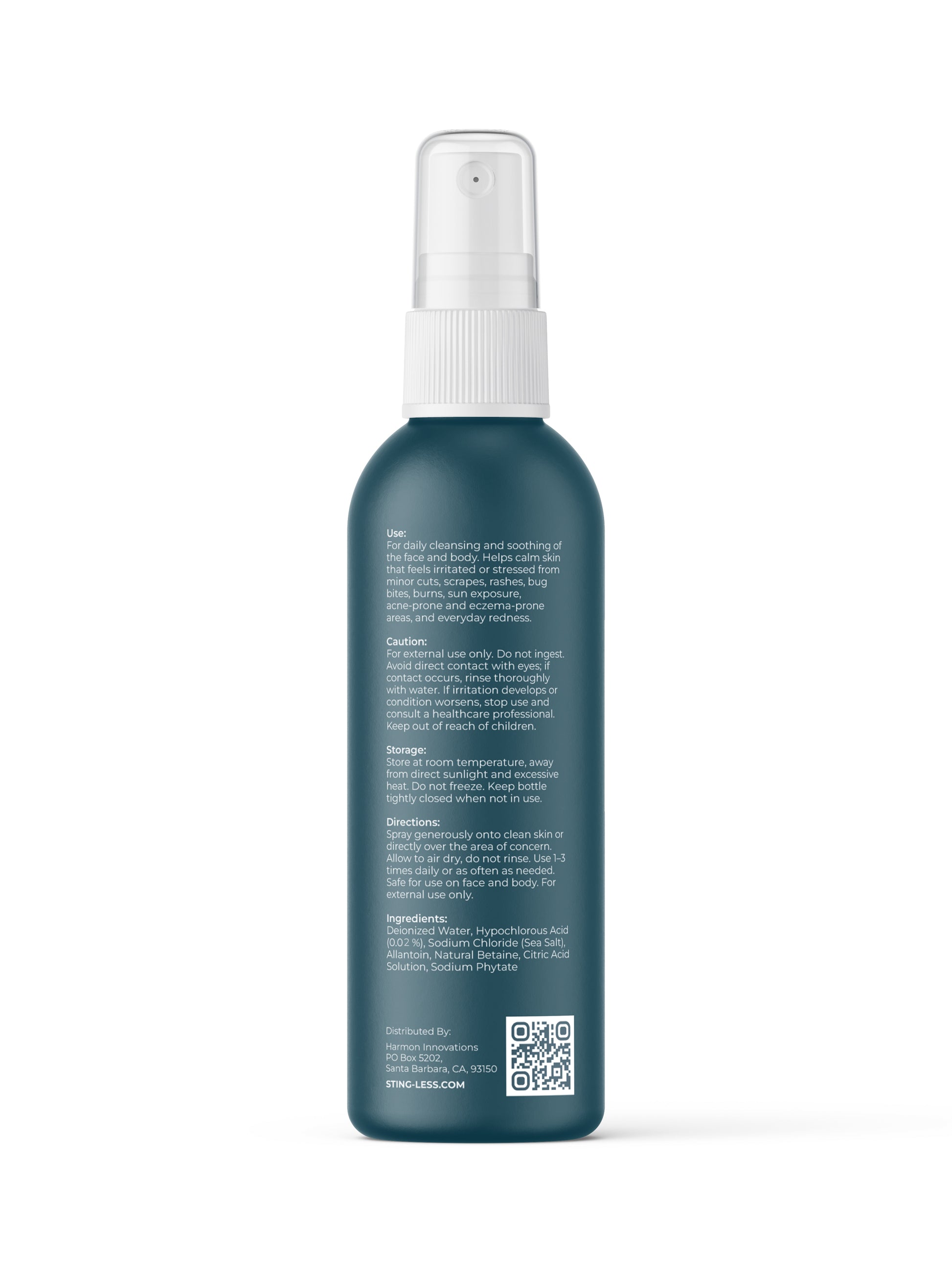 Side view of Sting-Less hypochlorous acid mist spray bottle